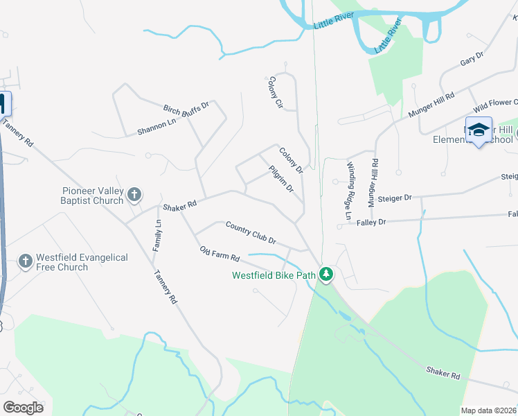 map of restaurants, bars, coffee shops, grocery stores, and more near 1074 Shaker Road in Westfield