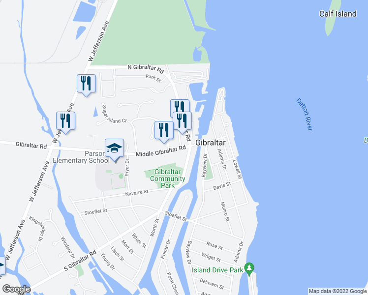 map of restaurants, bars, coffee shops, grocery stores, and more near 13883 Middle Gibraltar Road in Rockwood