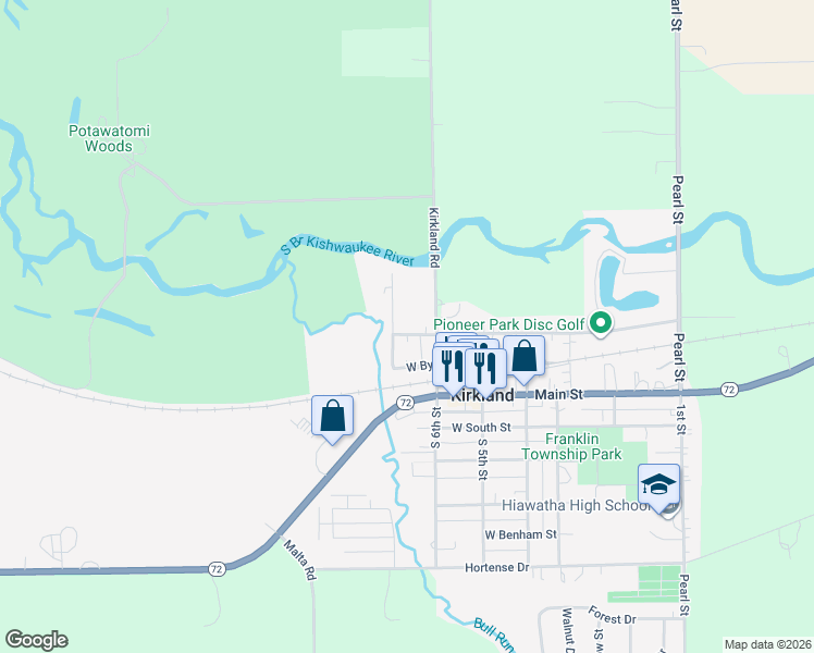 map of restaurants, bars, coffee shops, grocery stores, and more near 611 West North Street in Kirkland