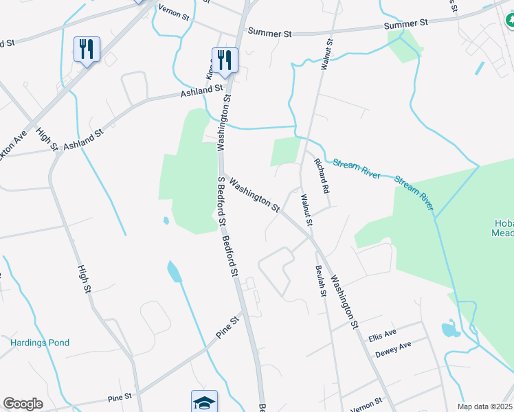 map of restaurants, bars, coffee shops, grocery stores, and more near 5 Danecca Drive in Whitman