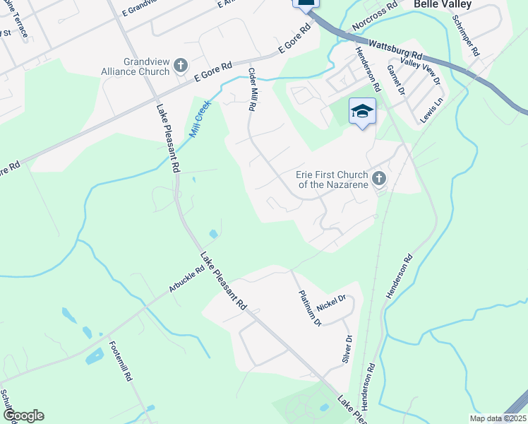 map of restaurants, bars, coffee shops, grocery stores, and more near 5298 Crabapple Drive in Erie