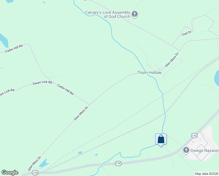 map of restaurants, bars, coffee shops, grocery stores, and more near 173 County Road 906 in Owego