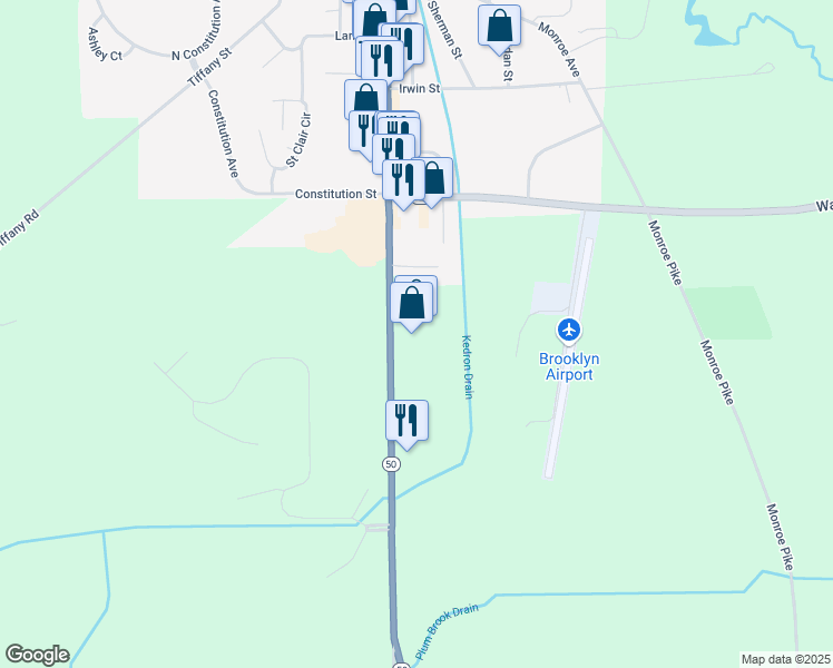 map of restaurants, bars, coffee shops, grocery stores, and more near 11441 Brooklyn Road in Brooklyn