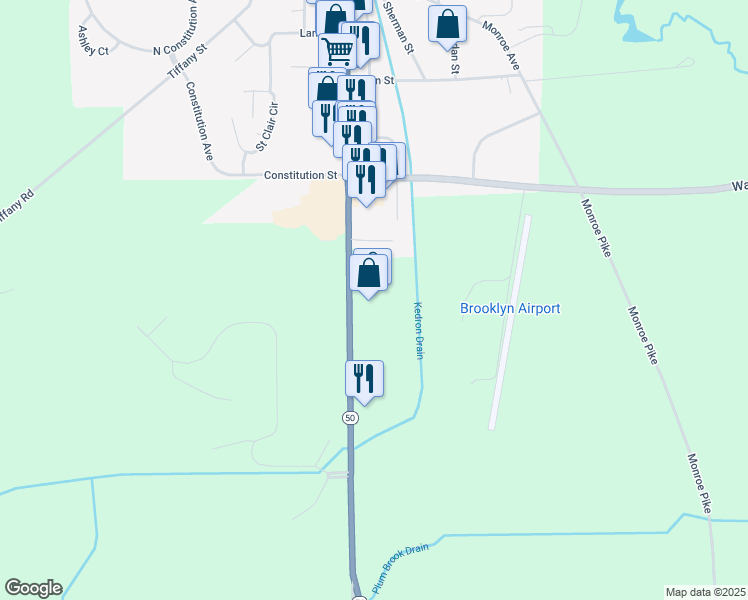 map of restaurants, bars, coffee shops, grocery stores, and more near 11441 Brooklyn Road in Brooklyn