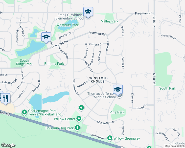 map of restaurants, bars, coffee shops, grocery stores, and more near 920 Harrison Lane in Hoffman Estates