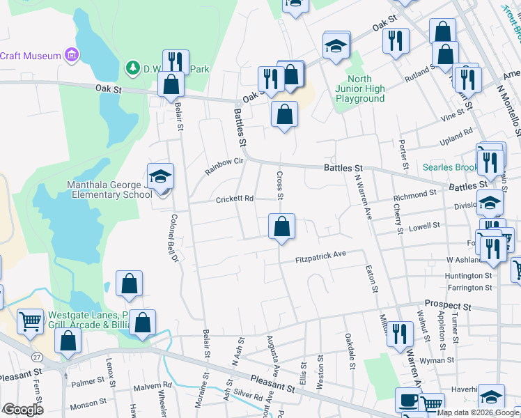 map of restaurants, bars, coffee shops, grocery stores, and more near 35 Sophia Avenue in Brockton