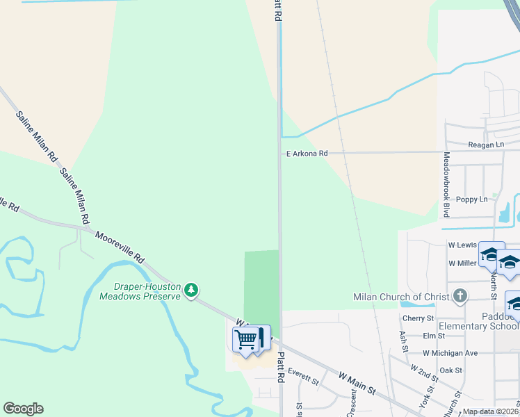 map of restaurants, bars, coffee shops, grocery stores, and more near 13212 Platt Road in Milan