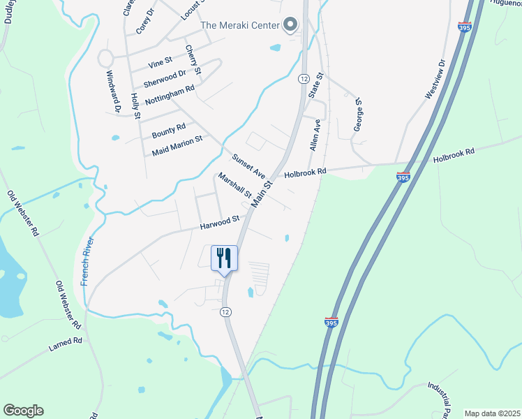 map of restaurants, bars, coffee shops, grocery stores, and more near 110 Main Street in Oxford