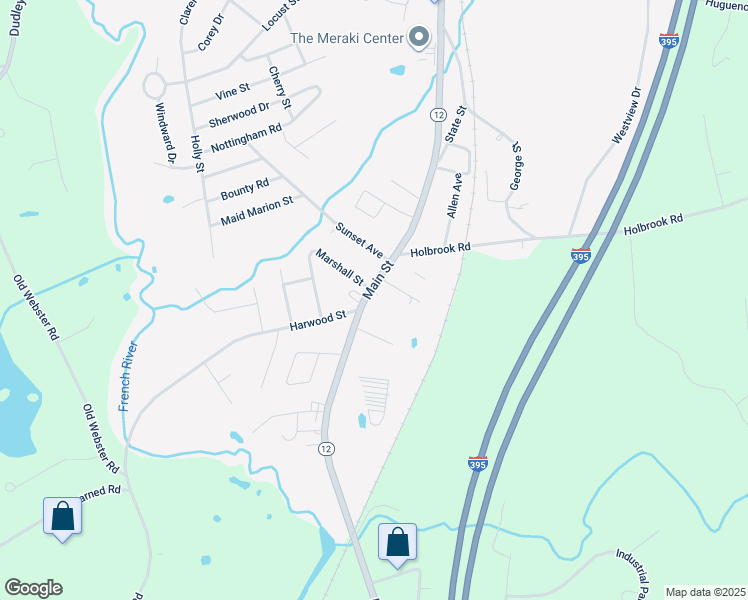 map of restaurants, bars, coffee shops, grocery stores, and more near 110 Main Street in Oxford
