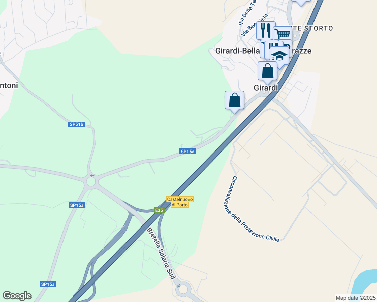map of restaurants, bars, coffee shops, grocery stores, and more near 13 Via Tiberina in Città metropolitana di Roma Capitale