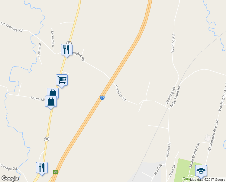 map of restaurants, bars, coffee shops, grocery stores, and more near 110 Peoples Road in Saugerties
