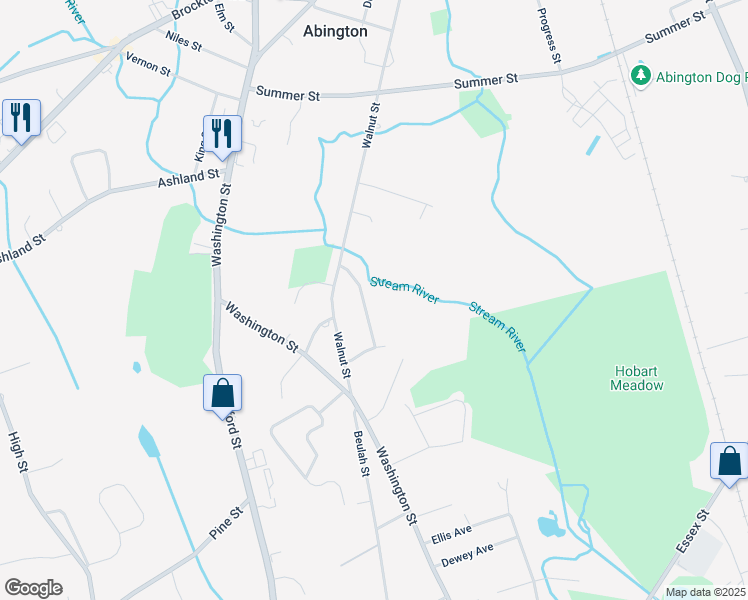 map of restaurants, bars, coffee shops, grocery stores, and more near 125 Richard Road in Abington