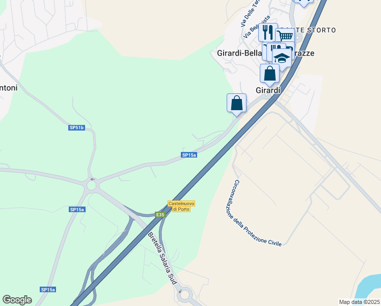 map of restaurants, bars, coffee shops, grocery stores, and more near 13 Via Tiberina in Città metropolitana di Roma Capitale