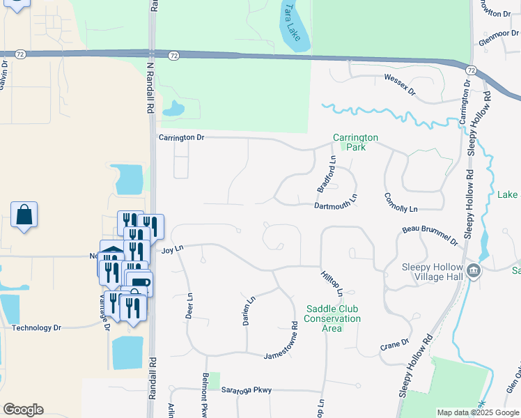 map of restaurants, bars, coffee shops, grocery stores, and more near 693 Somerset Avenue in West Dundee
