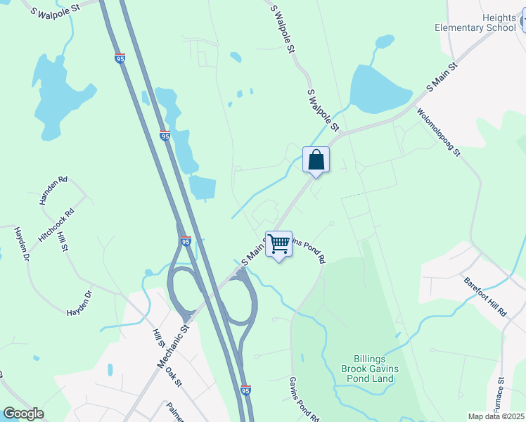map of restaurants, bars, coffee shops, grocery stores, and more near 675 South Main Street in Sharon