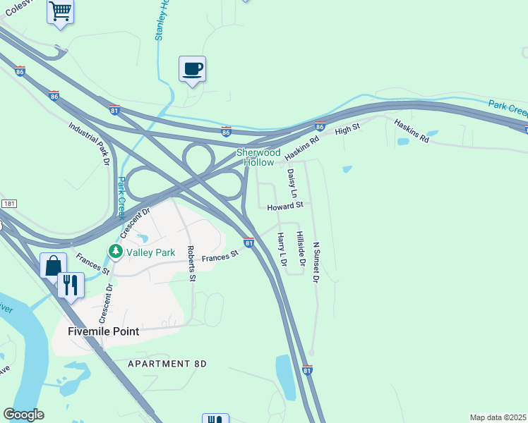 map of restaurants, bars, coffee shops, grocery stores, and more near 4 Howard Street in Kirkwood