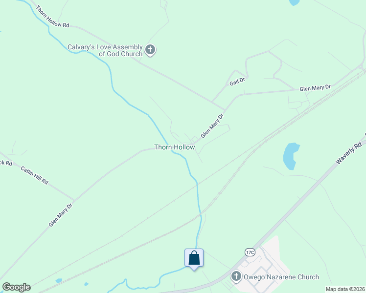 map of restaurants, bars, coffee shops, grocery stores, and more near 173 County Road 906 in Owego