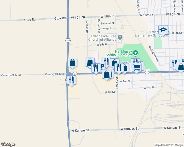 map of restaurants, bars, coffee shops, grocery stores, and more near 1515 West 3rd Street in Alliance