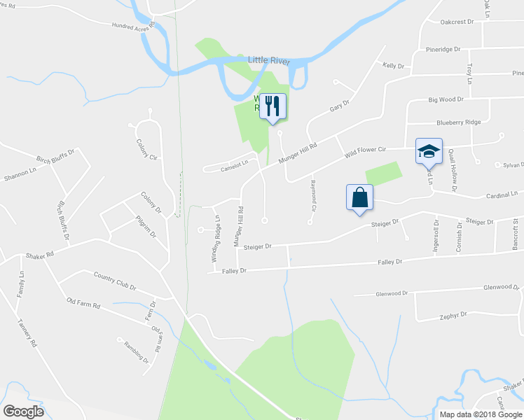 map of restaurants, bars, coffee shops, grocery stores, and more near 29 Whispering Wind Lane in Westfield