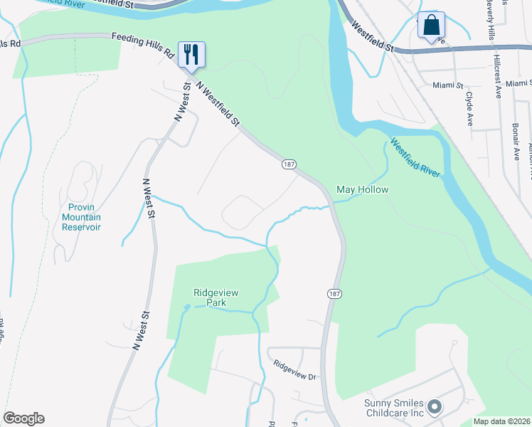 map of restaurants, bars, coffee shops, grocery stores, and more near 211 Parkedge Drive in Agawam