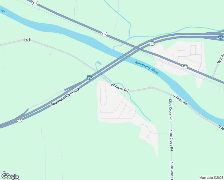 map of restaurants, bars, coffee shops, grocery stores, and more near 4101 South 9 Mile Road in Allegany