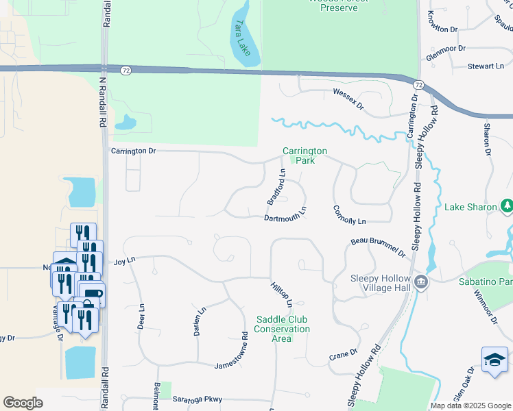 map of restaurants, bars, coffee shops, grocery stores, and more near 639 Somerset Avenue in West Dundee