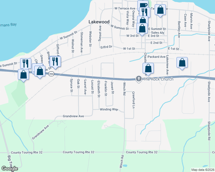 map of restaurants, bars, coffee shops, grocery stores, and more near 65 West Fairmount Avenue in Lakewood