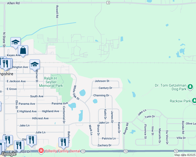 map of restaurants, bars, coffee shops, grocery stores, and more near 230 Johnson Street in Hampshire