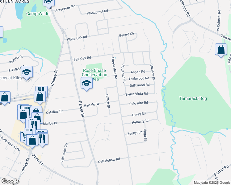map of restaurants, bars, coffee shops, grocery stores, and more near 127 Millbrook Road in Springfield