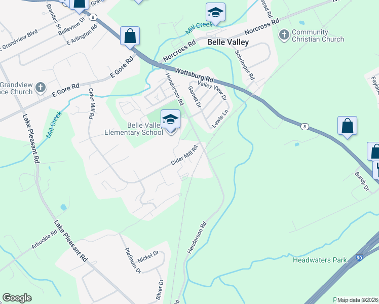 map of restaurants, bars, coffee shops, grocery stores, and more near 5445 Cider Mill Road in Erie