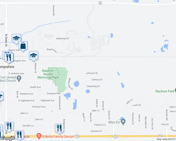 map of restaurants, bars, coffee shops, grocery stores, and more near 230 Johnson Street in Hampshire