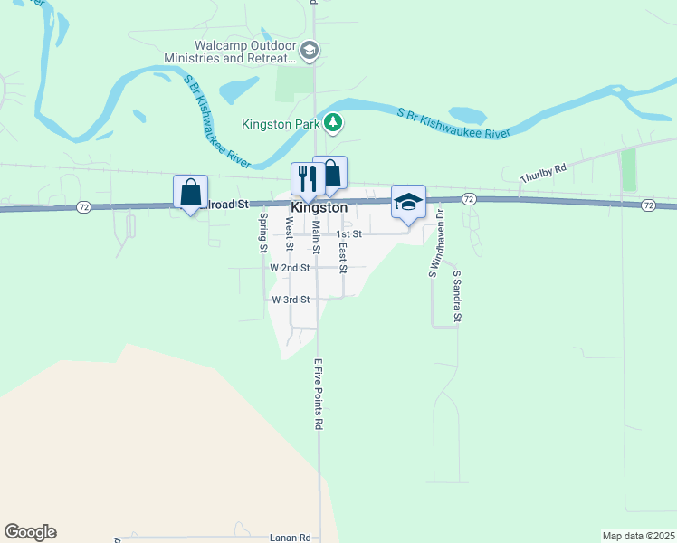 map of restaurants, bars, coffee shops, grocery stores, and more near 124 East 2nd Street in Kingston