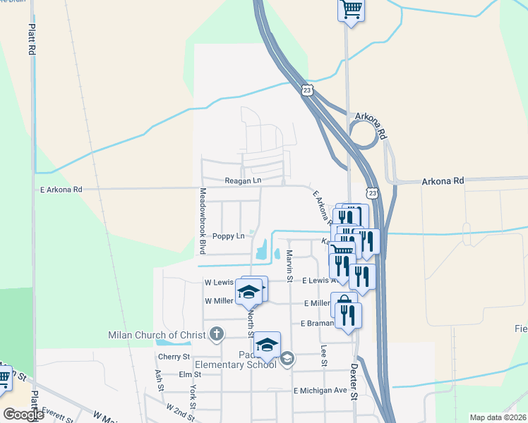 map of restaurants, bars, coffee shops, grocery stores, and more near 1250 North Street in Milan