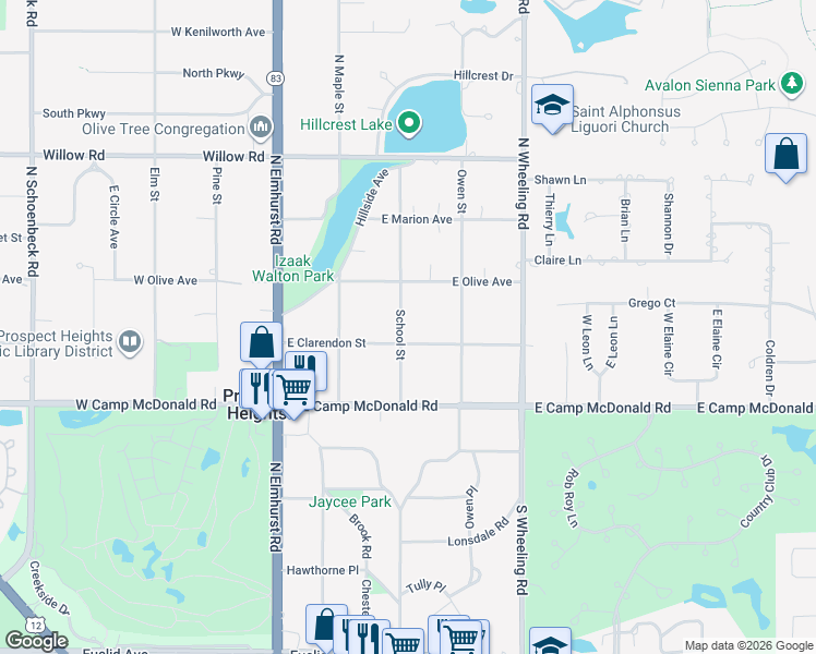 map of restaurants, bars, coffee shops, grocery stores, and more near 200 East Clarendon Street in Prospect Heights