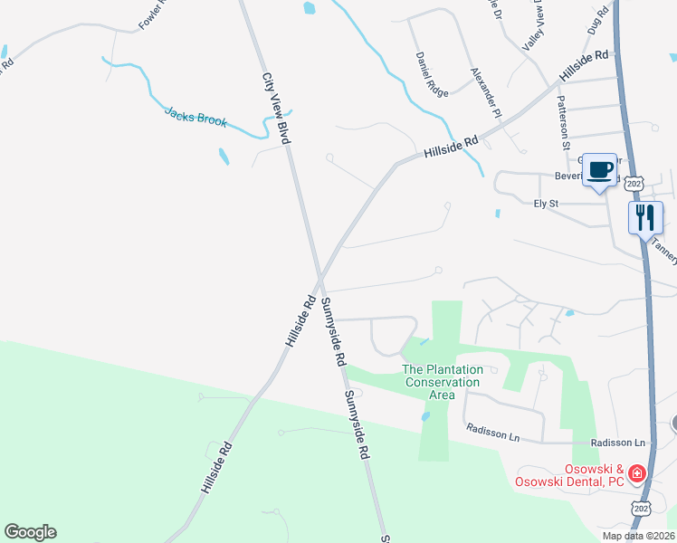map of restaurants, bars, coffee shops, grocery stores, and more near 386 Hillside Rd in Westfield