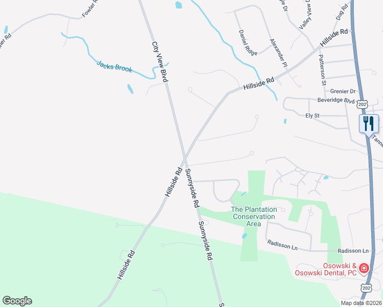 map of restaurants, bars, coffee shops, grocery stores, and more near 386 Hillside Road in Westfield