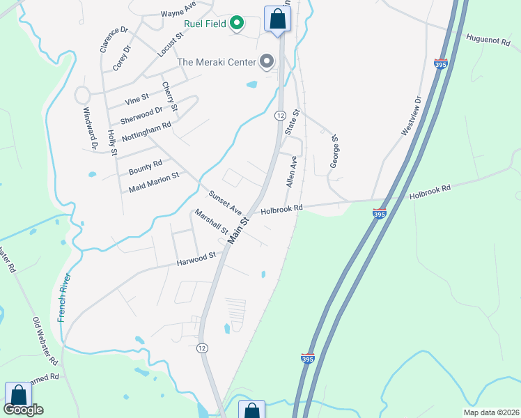 map of restaurants, bars, coffee shops, grocery stores, and more near 126 Main Street in Oxford