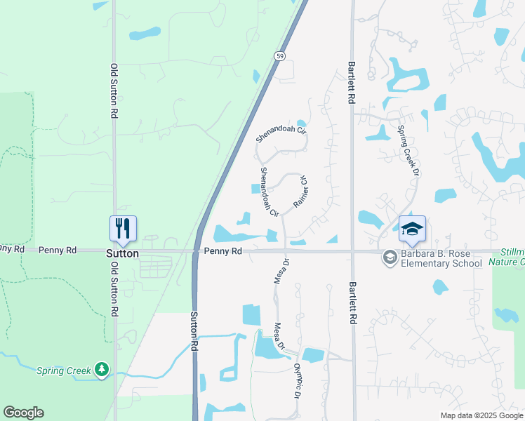 map of restaurants, bars, coffee shops, grocery stores, and more near 6 Shenandoah Circle in South Barrington