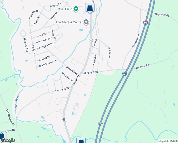 map of restaurants, bars, coffee shops, grocery stores, and more near 126 Main Street in Oxford
