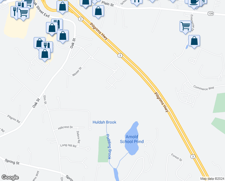map of restaurants, bars, coffee shops, grocery stores, and more near 1000 Pembroke Woods Drive in Pembroke