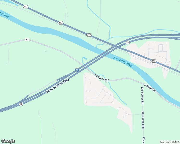 map of restaurants, bars, coffee shops, grocery stores, and more near 4115 South 9 Mile Road in Allegany