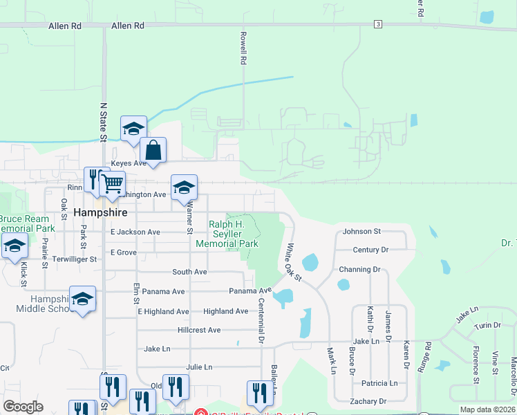 map of restaurants, bars, coffee shops, grocery stores, and more near 147-149 Grace Street in Hampshire