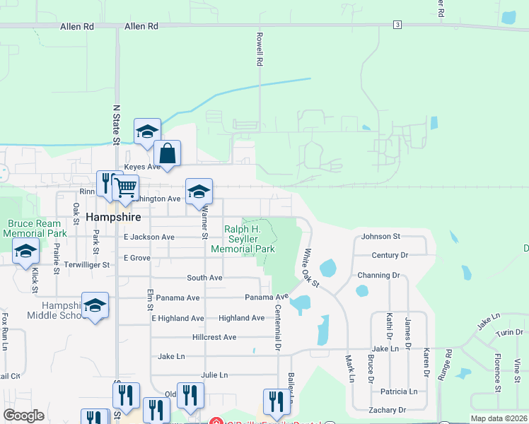 map of restaurants, bars, coffee shops, grocery stores, and more near 147-149 Grace Street in Hampshire