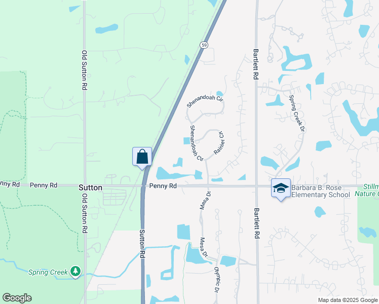 map of restaurants, bars, coffee shops, grocery stores, and more near 6 Shenandoah Circle in South Barrington
