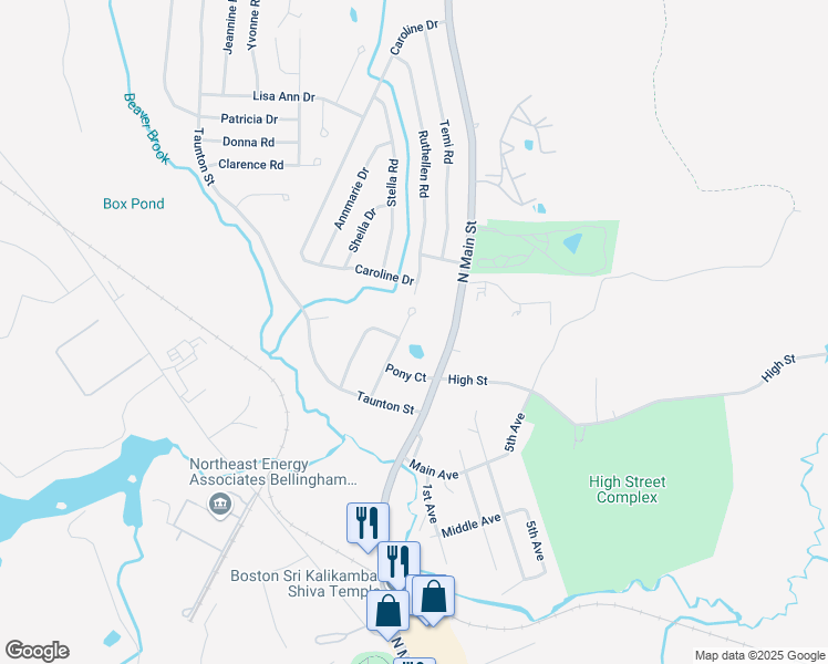 map of restaurants, bars, coffee shops, grocery stores, and more near 92 North Main Street in Bellingham