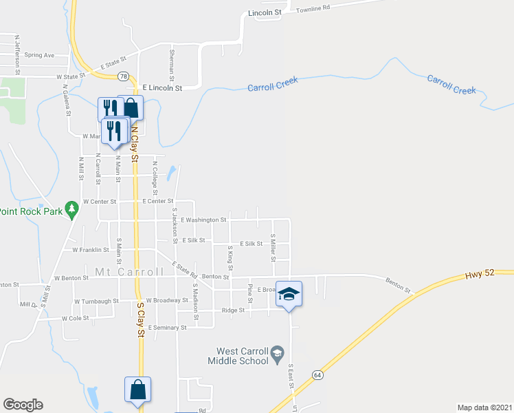 map of restaurants, bars, coffee shops, grocery stores, and more near 498 South Foster Court North in Mount Carroll