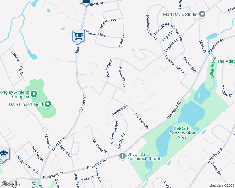 map of restaurants, bars, coffee shops, grocery stores, and more near 6 Dartmouth Road in Franklin