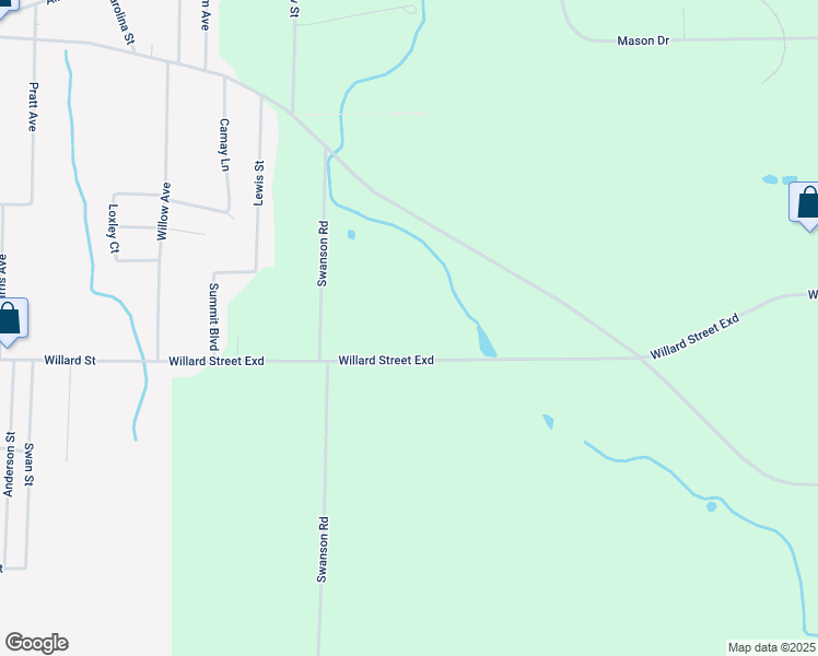 map of restaurants, bars, coffee shops, grocery stores, and more near 2096 Willard Street Exd in Jamestown