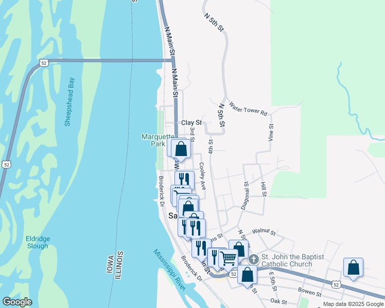 map of restaurants, bars, coffee shops, grocery stores, and more near 798 3rd St in Savanna