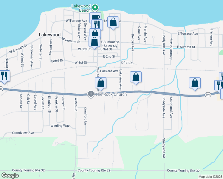 map of restaurants, bars, coffee shops, grocery stores, and more near 4 Highland Avenue in Lakewood
